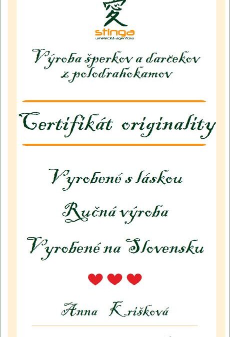 Certifikát originality