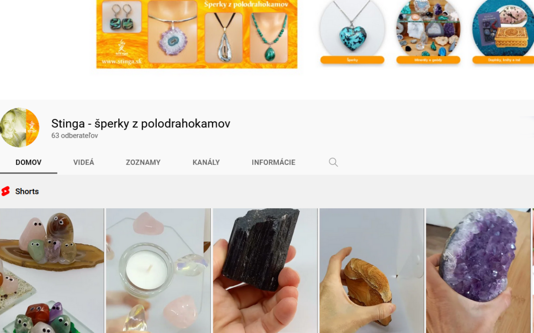 YouTube kanál Stinga – šperky z polodrahokamov